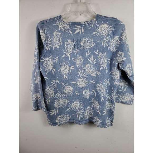 MARISA CHRISTINA WOMENS L Large Blue Embroidered Embellished Silk Blend 3/4 slee - Picture 8 of 10